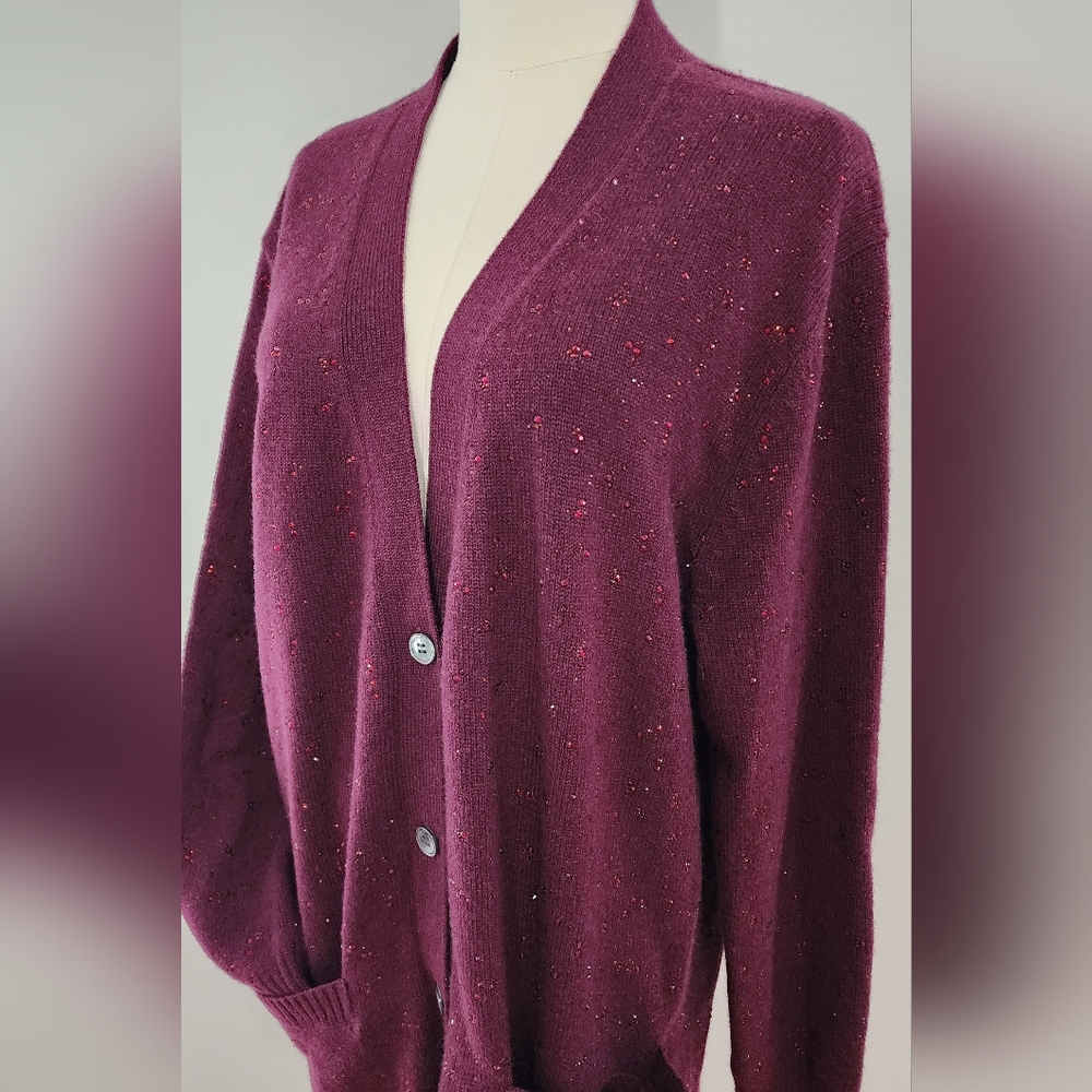 LIBERTINE Heavy Stardust Oversized Syrah Cardigan 100% Cashmere Size L - Picture 5 of 8